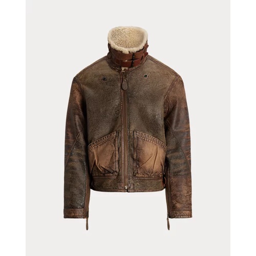 폴로 랄프로렌 Leather-Trim Shearling Bomber Jacket