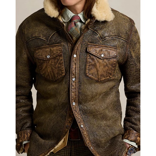 폴로 랄프로렌 Leather-Trim Shearling Western Jacket