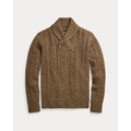 Aran-Knit Shawl-Collar Sweater