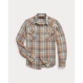 Slim Fit Plaid Twill Western Shirt