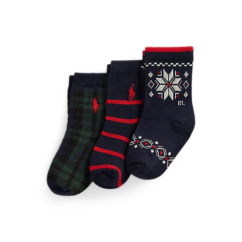 폴로 랄프로렌 Fair Isle & Patterned Crew Sock 3-Pack