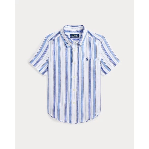 폴로 랄프로렌 Striped Linen Short-Sleeve Shirt