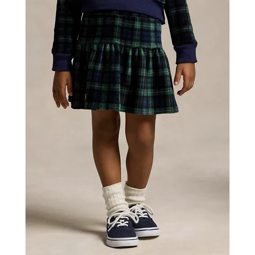 폴로 랄프로렌 Plaid Tiered Velour Skirt