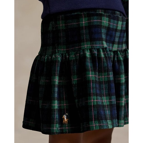 폴로 랄프로렌 Plaid Tiered Velour Skirt