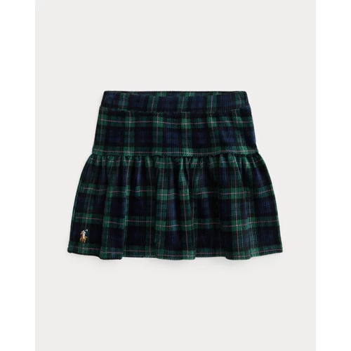 폴로 랄프로렌 Plaid Tiered Velour Skirt