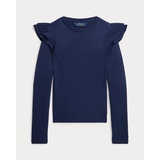 Ruffled Cotton-Modal Long-Sleeve Tee