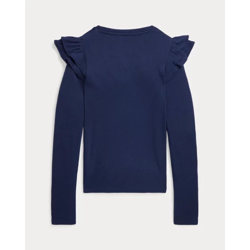 폴로 랄프로렌 Ruffled Cotton-Modal Long-Sleeve Tee