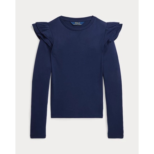 폴로 랄프로렌 Ruffled Cotton-Modal Long-Sleeve Tee