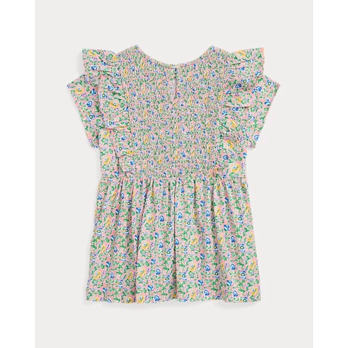 폴로 랄프로렌 Floral Smocked Cotton Jersey Top