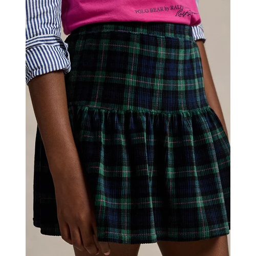 폴로 랄프로렌 Plaid Tiered Corduroy Skirt