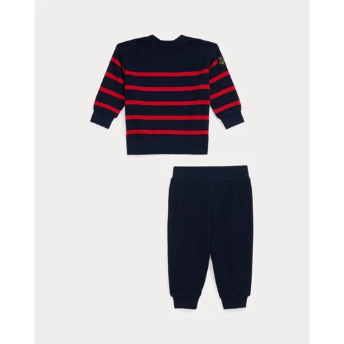 폴로 랄프로렌 Striped Waffle Tee & Pant Set