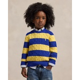 Striped Cable-Knit Cotton Sweater