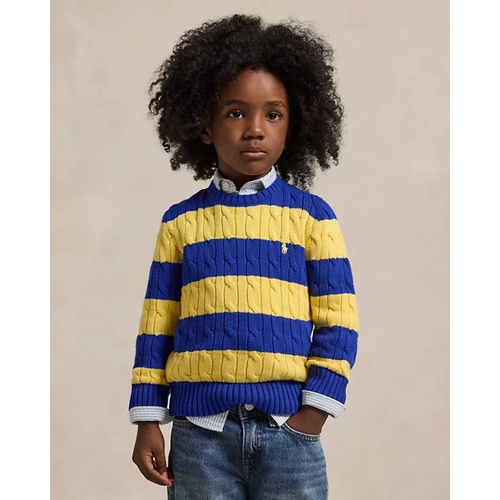 폴로 랄프로렌 Striped Cable-Knit Cotton Sweater