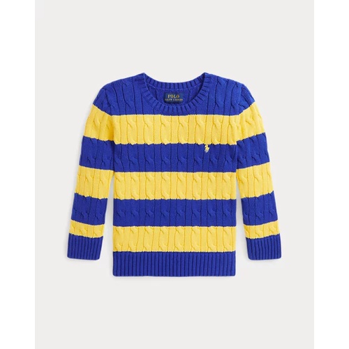 폴로 랄프로렌 Striped Cable-Knit Cotton Sweater