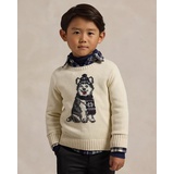 Dog-Intarsia Crewneck Sweater