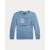 Mixed-Knit Flag Cotton Sweater