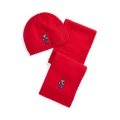 Polo Bear Cotton-Blend Hat & Scarf Set