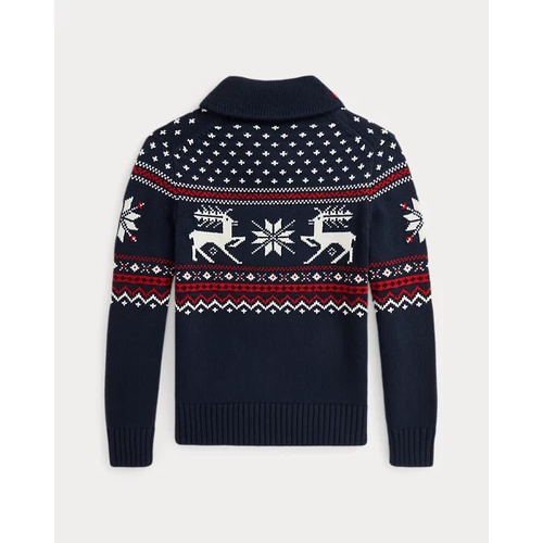 폴로 랄프로렌 Reindeer Cotton-Blend Shawl Sweater