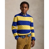 Striped Cable-Knit Cotton Sweater