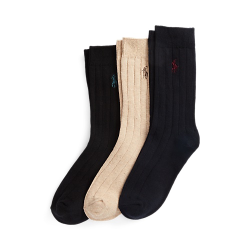 폴로 랄프로렌 Ribbed Cotton-Blend Dress Sock 3-Pack