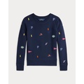 Embroidered Motif Fleece Sweatshirt