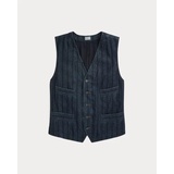 Indigo Striped Twill Vest