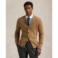 Suede-Patch V-Neck Cardigan