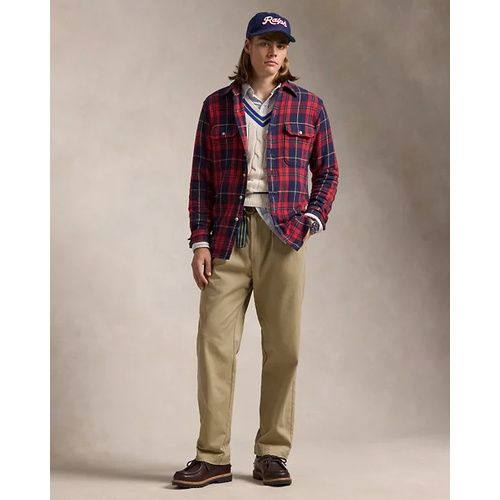 폴로 랄프로렌 Classic Fit Suede-Patch Plaid Workshirt