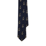 Anchor-Patterned Wool-Silk Tie