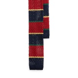 Crest-Patch Striped Knit Silk Tie