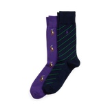 Allover Pony & Striped Sock 2-Pack