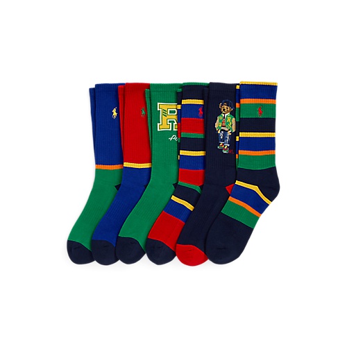 폴로 랄프로렌 Polo Bear Cotton-Blend Crew Sock 6-Pack