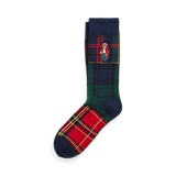 Polo Bear Patchwork Plaid Crew Socks