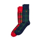 Plaid Cotton-Blend Trouser Sock 2-Pack