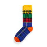 Patchwork Plaid Crew Socks