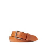 Brass-Buckle Leather Belt