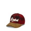 Suede-Bill Plaid Wool Ball Cap