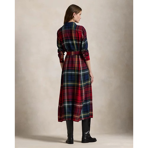 폴로 랄프로렌 Belted Plaid Cotton-Blend Dress