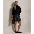 Knife-Pleated Lambskin Miniskirt