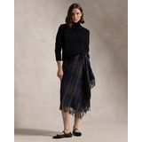 Fringe-Trim Plaid Wrap Skirt