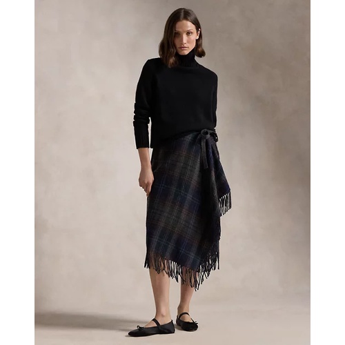 폴로 랄프로렌 Fringe-Trim Plaid Wrap Skirt