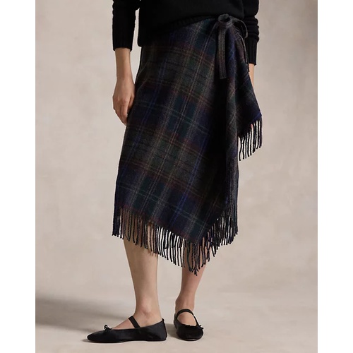 폴로 랄프로렌 Fringe-Trim Plaid Wrap Skirt