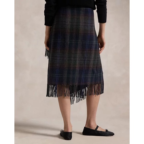 폴로 랄프로렌 Fringe-Trim Plaid Wrap Skirt