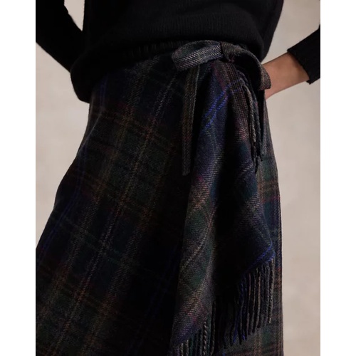 폴로 랄프로렌 Fringe-Trim Plaid Wrap Skirt