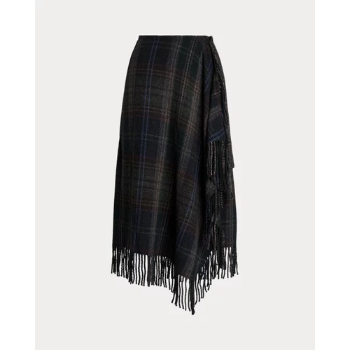 폴로 랄프로렌 Fringe-Trim Plaid Wrap Skirt