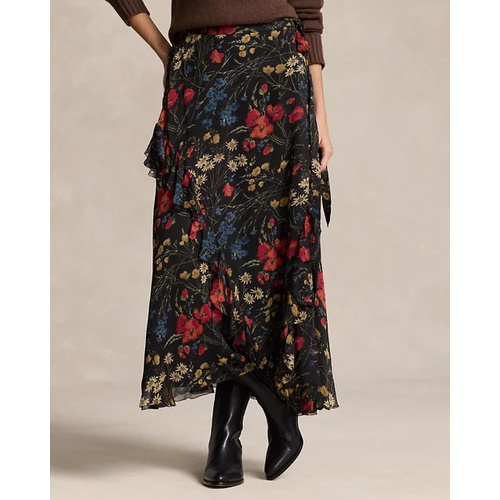 폴로 랄프로렌 Floral Ruffle-Trim Georgette Wrap Skirt