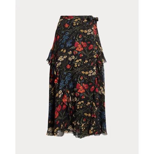 폴로 랄프로렌 Floral Ruffle-Trim Georgette Wrap Skirt