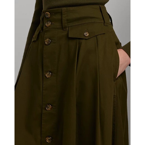 폴로 랄프로렌 Button-Front Micro-Sanded Twill Skirt