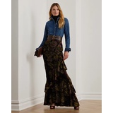 Floral Burnout Velvet Tiered Maxiskirt