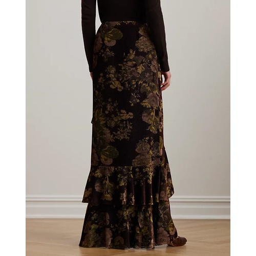 폴로 랄프로렌 Floral Burnout Velvet Tiered Maxiskirt